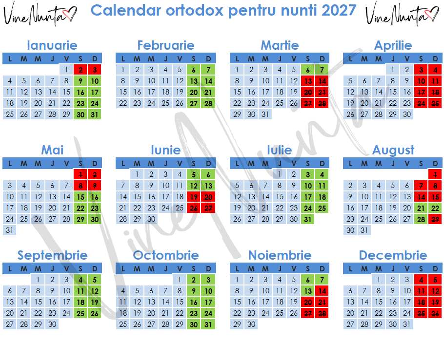 cand se fac nunti 2027 - calendar nunti 2027 - calendar nunti ortodox